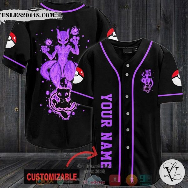 Personalized Pokemon Mewtwo Baseball jersey