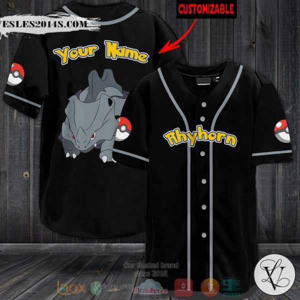 Personalized Pokemon Rhyhorn custom Baseball jersey