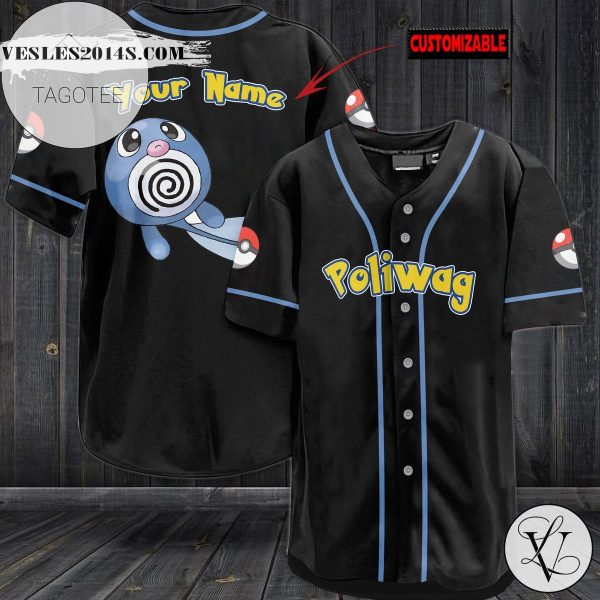 Personalized Poliwag Baseball Jersey – Black