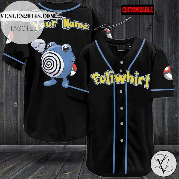 Personalized Poliwhirl Baseball Jersey – Black
