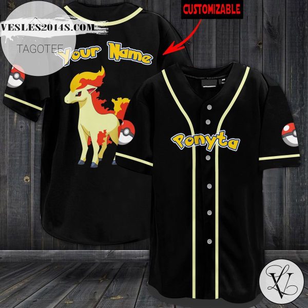 Personalized Ponyta Baseball Jersey – Black