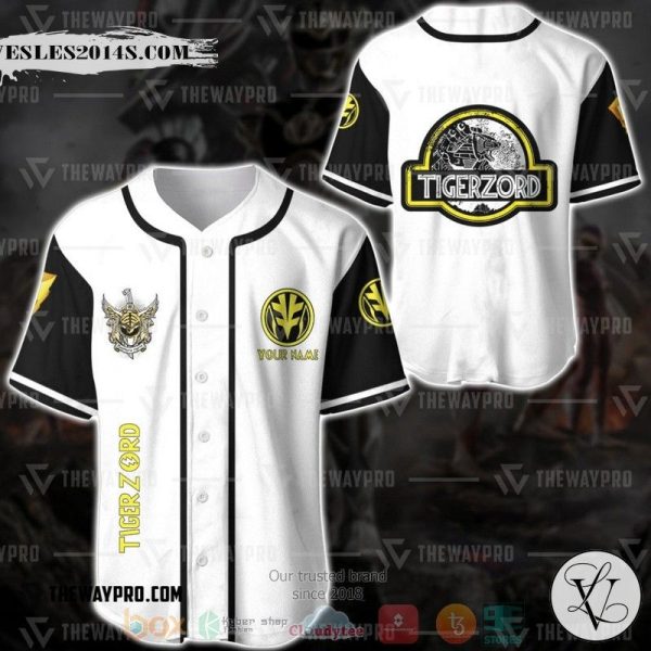 Personalized Power Rangers Mighty Morphin Tigerzord Custom Baseball Jersey