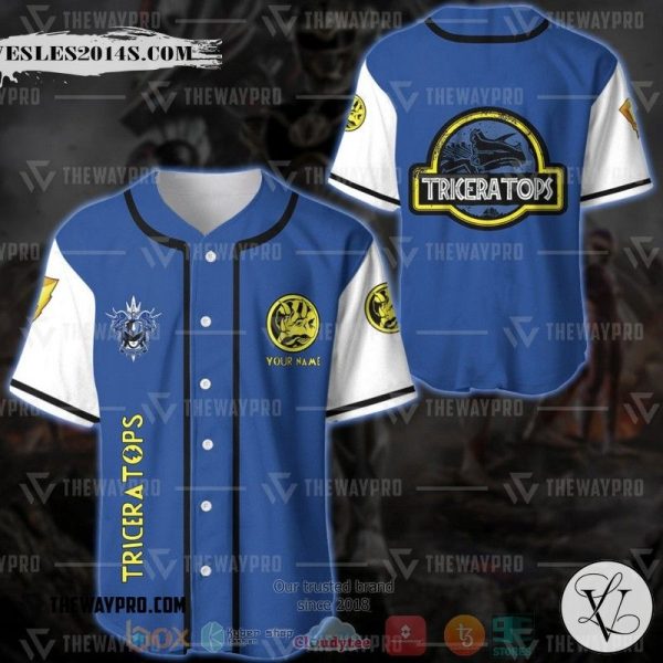 Personalized Power Rangers Mighty Morphin Triceratops Custom Baseball Jersey