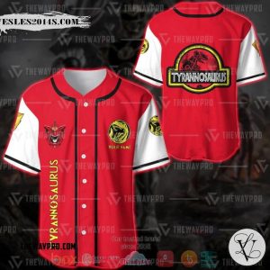 Personalized Power Rangers Mighty Morphin Tyrannosaurus Custom Baseball Jersey
