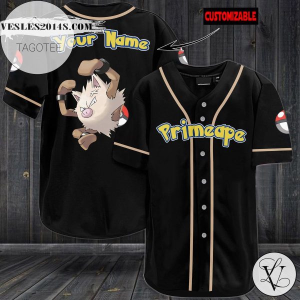 Personalized Primeape Baseball Jersey – Black