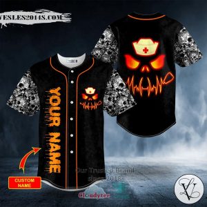 Personalized Pumpkin Skull Happy Halloween Custom Skull Baseball Jersey