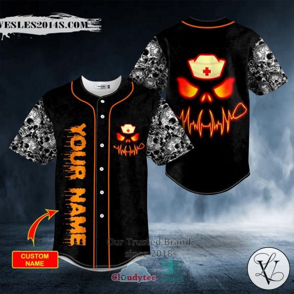 Personalized Pumpkin Skull Happy Halloween Custom Skull Baseball Jersey