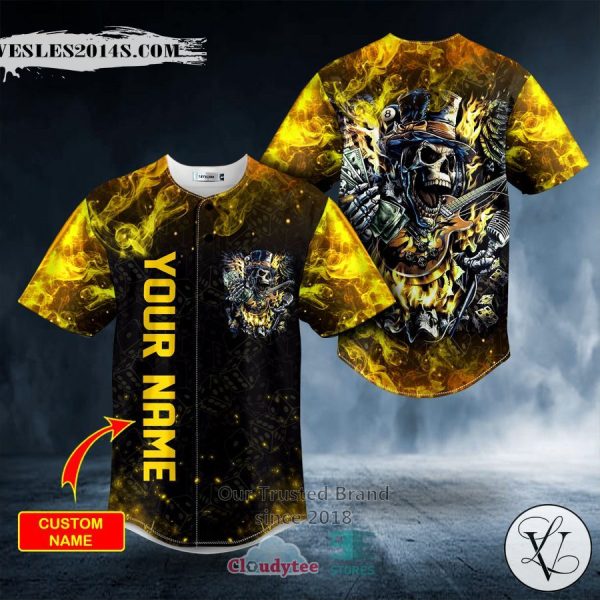 Personalized Punk Rock Gothic Hell Glow In The Dark Skull Custom Baseball Jersey