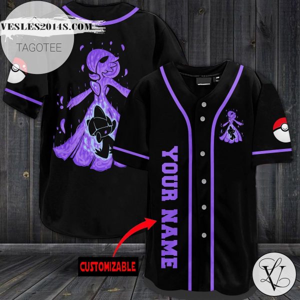 Personalized Purple Awesome Pokemon Baseball Jersey – Black