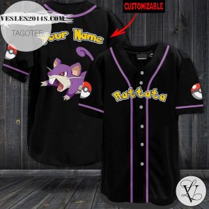 Personalized Rattata Baseball Jersey – Black