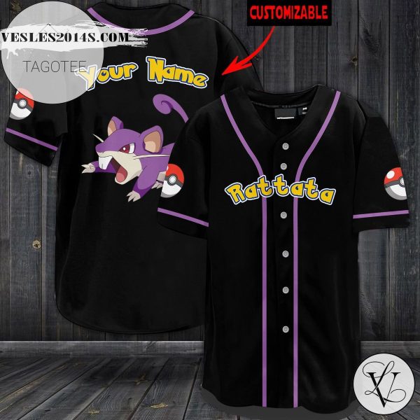 Personalized Rattata Baseball Jersey – Black