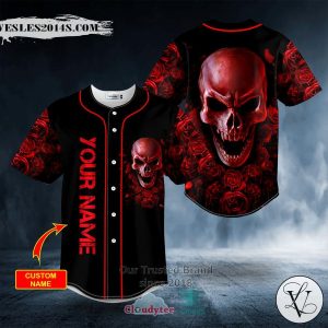 Personalized Red Rose Blood Skull Custom Baseball Jersey