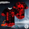 Personalized Red Stream Flame Skull Custom Baseball Jersey