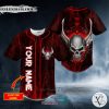 Personalized Red Winged Fire Skull Custom Baseball Jersey