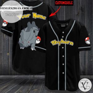 Personalized Rhyhorn Baseball Jersey – Black