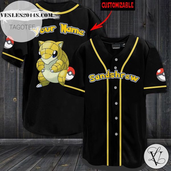 Personalized Sandshrew Baseball Jersey – Black
