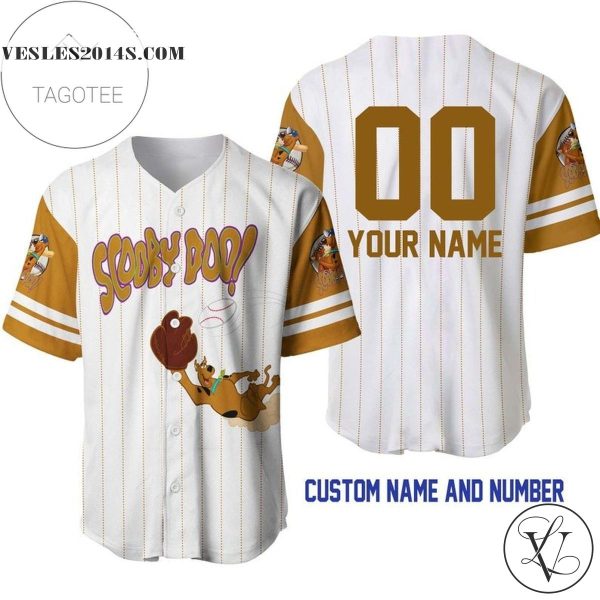 Personalized Scooby Doo Dog All Over Print Pinstripe Baseball Jersey – White