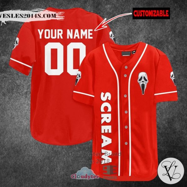 Personalized Scream Ghostface red Baseball Jersey