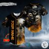 Personalized See Hear Speak No Evil Fire Skull Custom Baseball Jersey