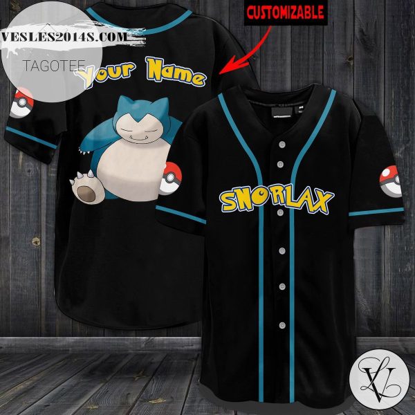 Personalized Snorlax Baseball Jersey – Black