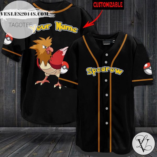 Personalized Spearow Baseball Jersey – Black