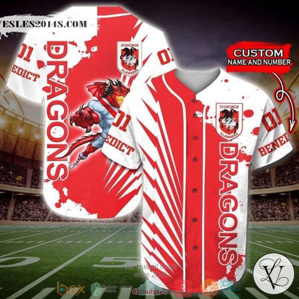 Personalized St George Illawarra Dragons NRL Baseball Jersey Shirt