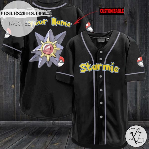 Personalized Starmie Baseball Jersey – Black