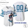 Personalized Stitch Disney All Over Print Pinstripe Baseball Jersey – White