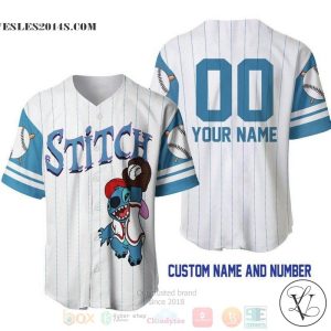 Personalized Stitch Disney All Over Print Pinstripe White Baseball jersey