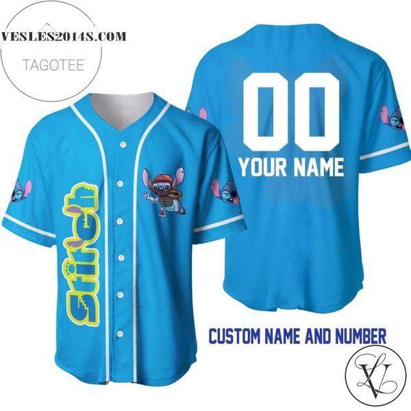 Personalized Stitch The Catcher All Over Print Baseball Jersey – Blue