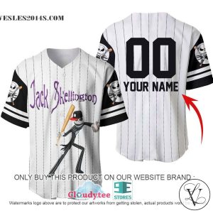 Personalized Striped Jack Skellington Baseball Jersey