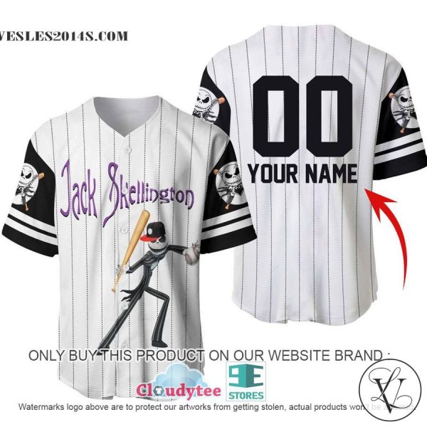 Personalized Striped Jack Skellington Baseball Jersey