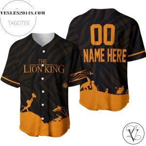 Personalized The Lion King Iconic Scene All Over Print Baseball Jersey – Black
