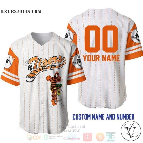 Personalized Tigger Tiger Winnie The Pooh All Over Print Pinstripe White Baseball jersey