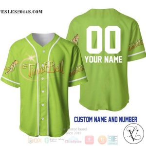 Personalized Tinker Bell All Over Print Lime Green Baseball jersey