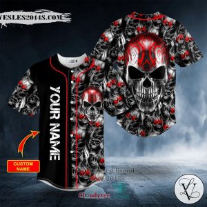 Personalized Tribal Red Tattoos Metal Skull Custom Baseball Jersey
