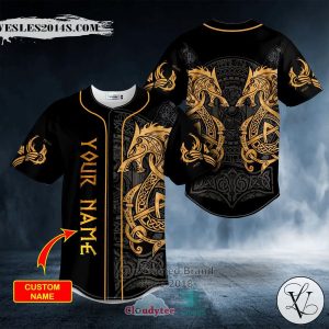 Personalized Twin Dragon Viking Yellow Tattoo Custom Baseball Jersey