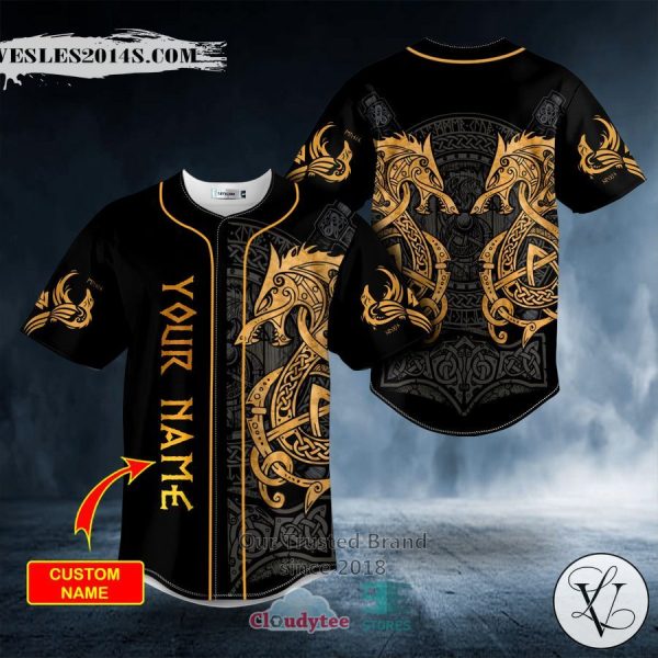 Personalized Twin Dragon Viking Yellow Tattoo Custom Baseball Jersey