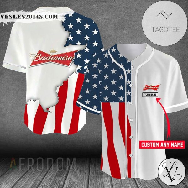 Personalized US Flag Budweiser Baseball Jersey