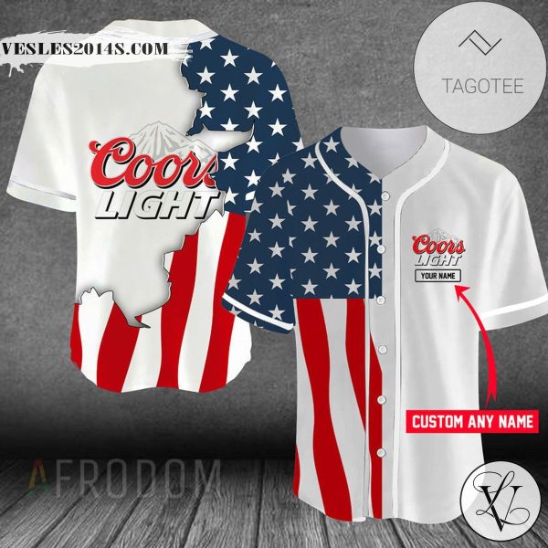 Personalized US Flag Coors Light Baseball Jersey