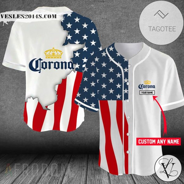 Personalized US Flag Corona Baseball Jersey