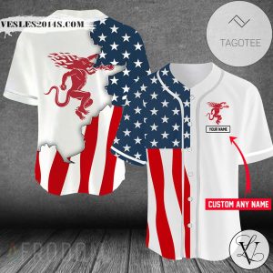 Personalized US Flag Fireball Baseball Jersey