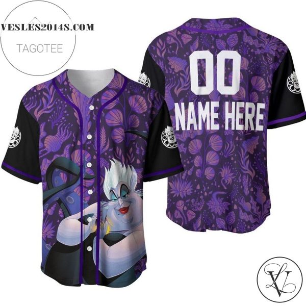 Personalized Ursula Pattern The Little Mermaid All Over Print Baseball Jersey – Dark Purple