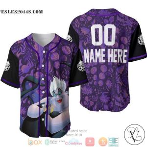 Personalized Ursula Pattern The Little Mermaid Dark Purple Baseball Jersey