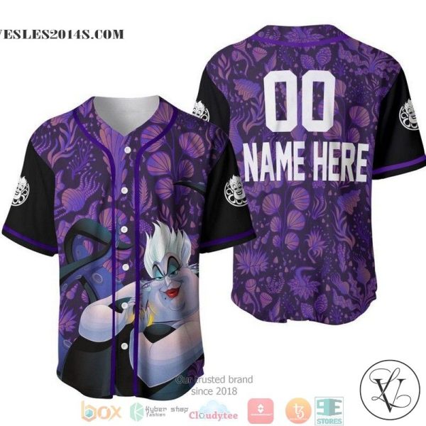 Personalized Ursula Pattern The Little Mermaid Dark Purple Baseball Jersey