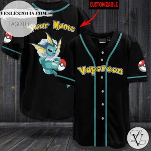 Personalized Vaporeon Baseball Jersey – Black