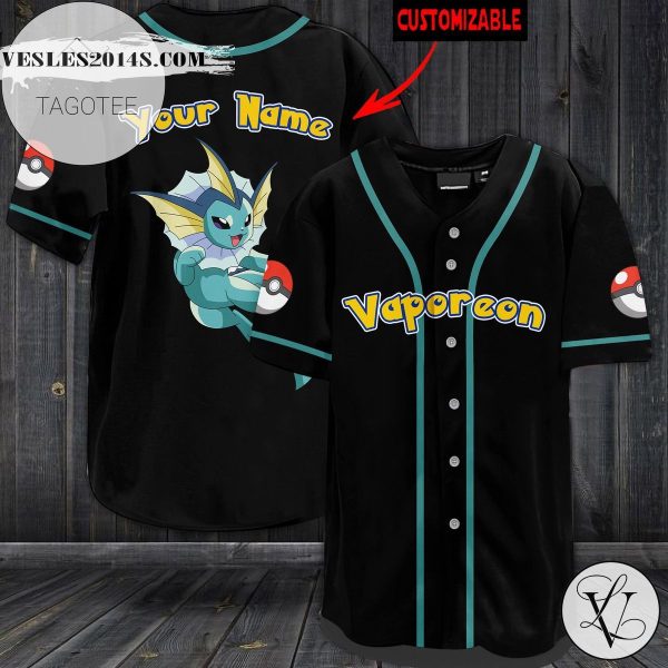 Personalized Vaporeon Baseball Jersey – Black