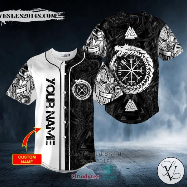Personalized Vegvisir Jormungandr World Serpent Norse Mythology Dragon Viking Custom Baseball Jersey