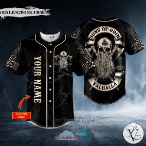 Personalized Viking Son Of Odin Valhalla Skull Custom Baseball Jersey