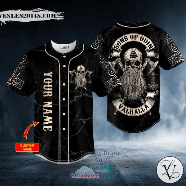 Personalized Viking Son Of Odin Valhalla Skull Custom Baseball Jersey